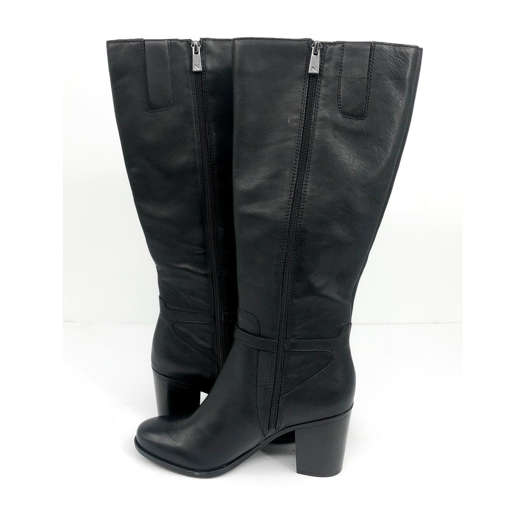 NATURALIZER Women's Kalina Boot 7.5 Wide WIDE CALF Black Leather Knee High NWOB