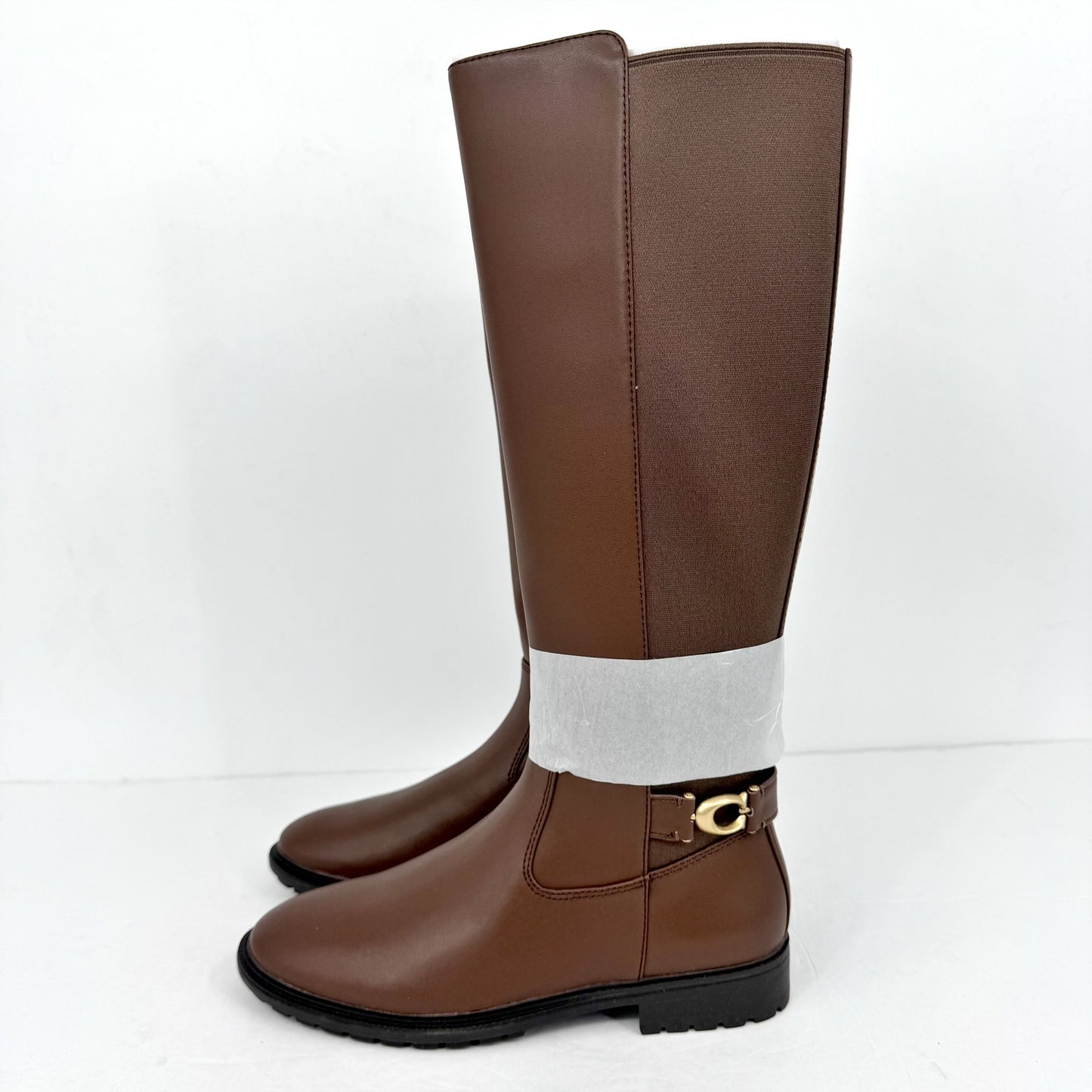 Coach Womens Faith Knee High Boots US 8.5 B EU 39 Brown Vegan Leather NIB