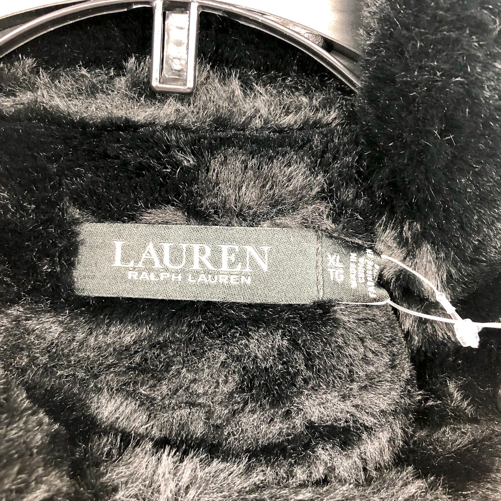 LAUREN RALPH LAUREN Womens Moto Jacket XL Black Faux Leather Shearling NWT