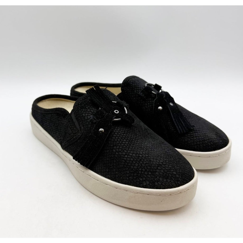 Spenco Women's Bindie Slide Slip On Shoe Size 5 B Black Embossed Suede NIB