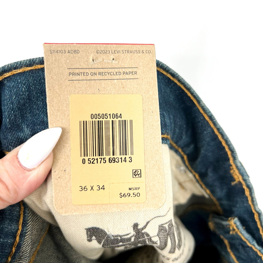 LEVI'S Men's 505 Straight Fit Jeans 36x34 Blue Cash Wash Stretch 005051064 NWT