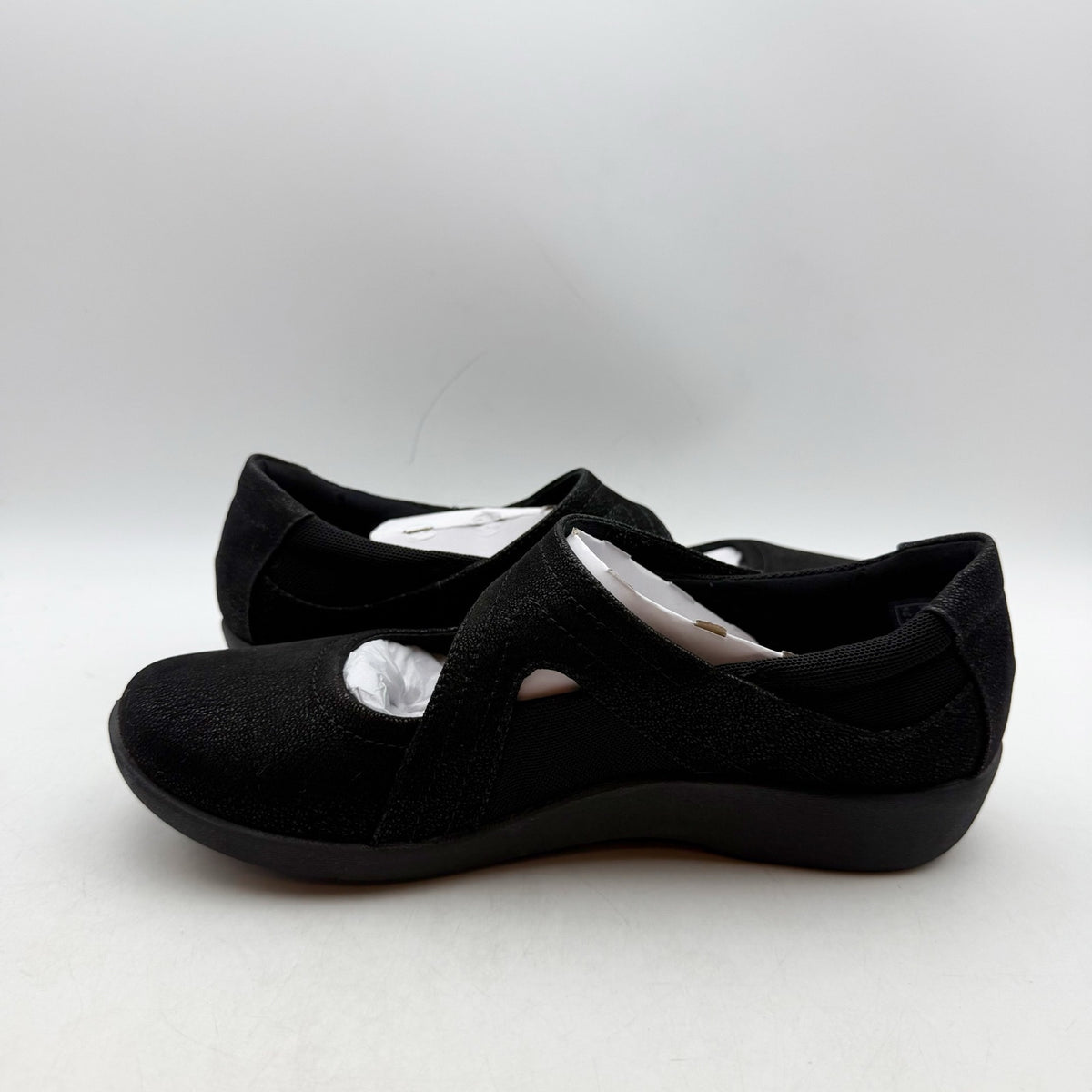Clarks Womens Sillian Bella Mary Jane Shoes Size 7 M Black Vegan Nubuck NIB