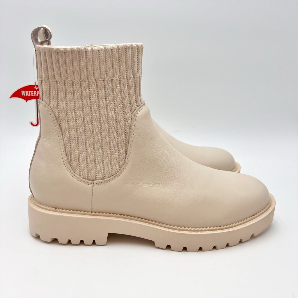 Blondo Womens Hallie Chelsea Ankle Boots Size 8 M Cream Leather Waterproof NIB