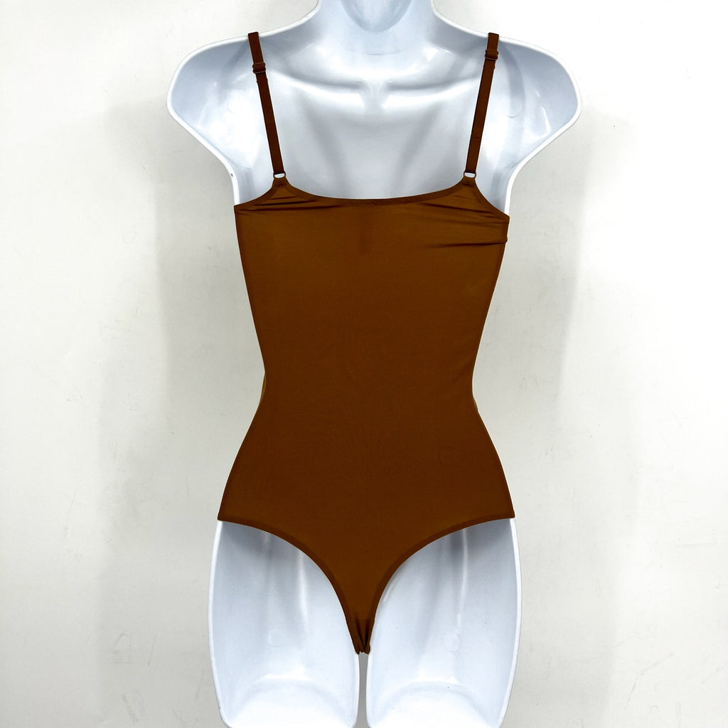 COMMANDO Women's Ballet Cami Thong Bodysuit One Size Brown Cocoa Scoop Neck NWT