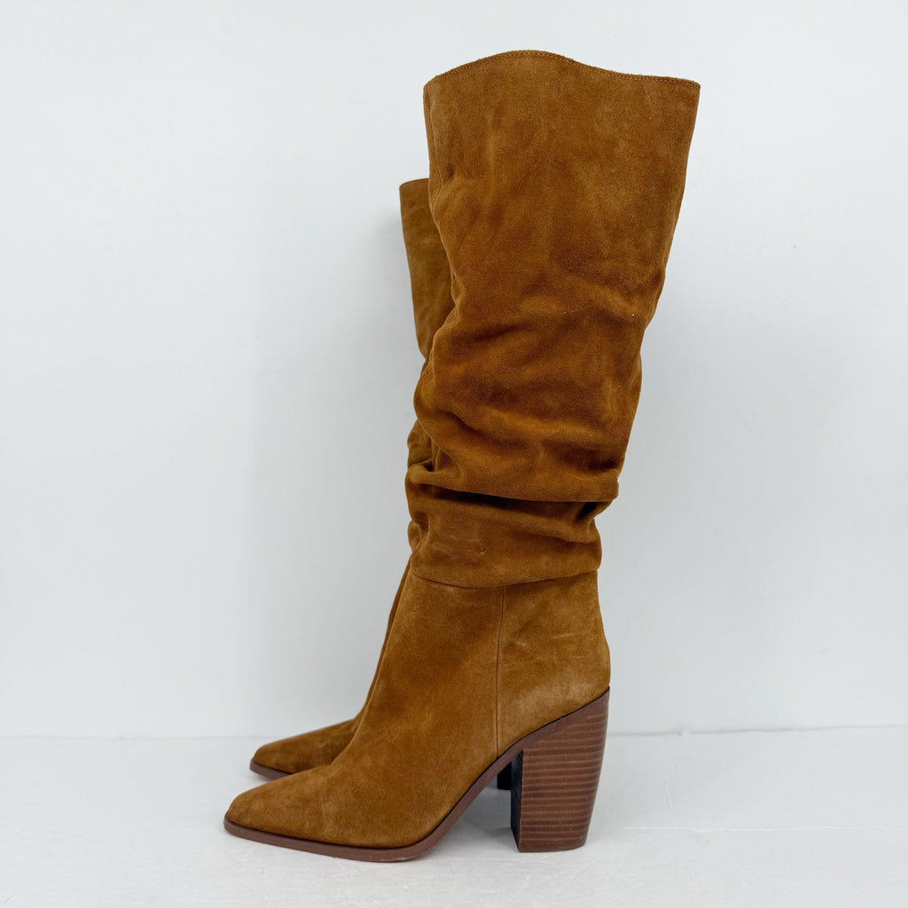 Vince Camuto Womens Aprine Knee High Boots Size 8.5 M EU 39.5 Brown Suede NWOB