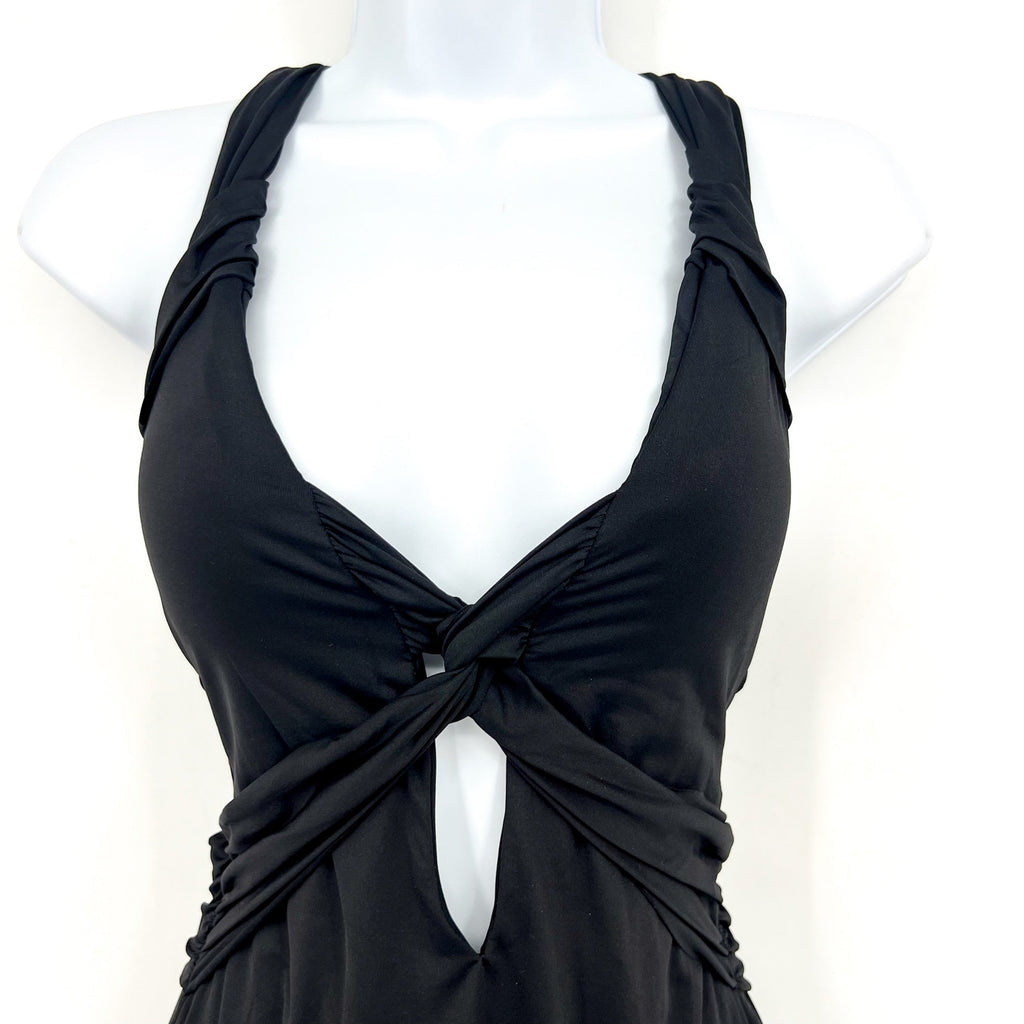 BECCA Women's Twist Cut-Out One Piece Swimsuit Medium Black Color Code NWT