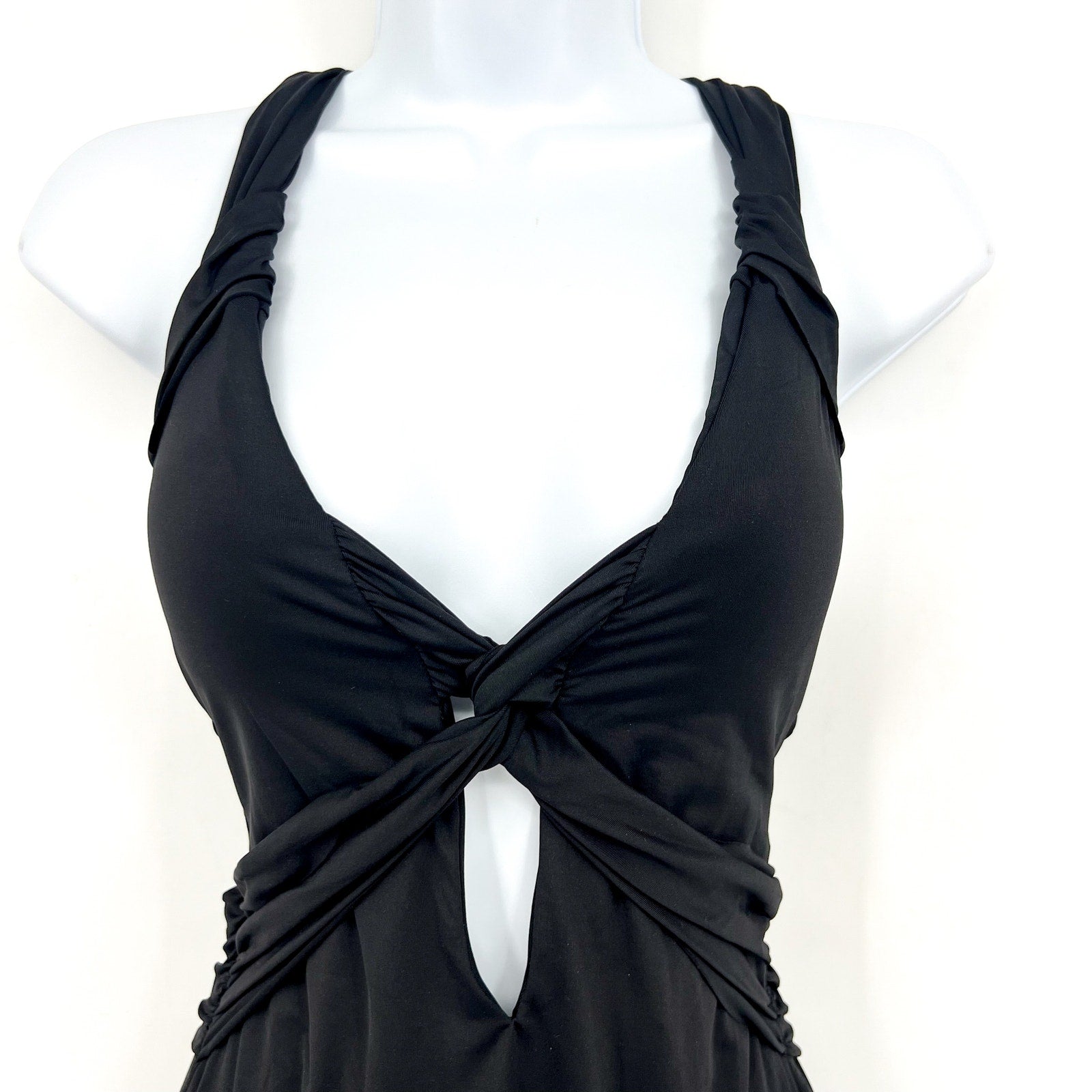 BECCA Women's Twist Cut-Out One Piece Swimsuit Medium Black Color Code NWT