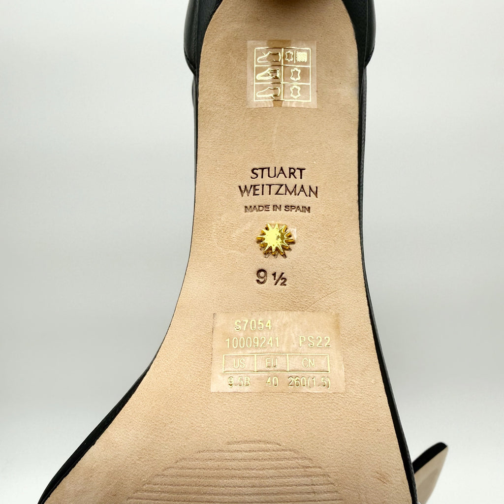 Stuart Weitzman Women Nudistcurve 100 Highshine Sandal US 9.5 Black Leather NWOB