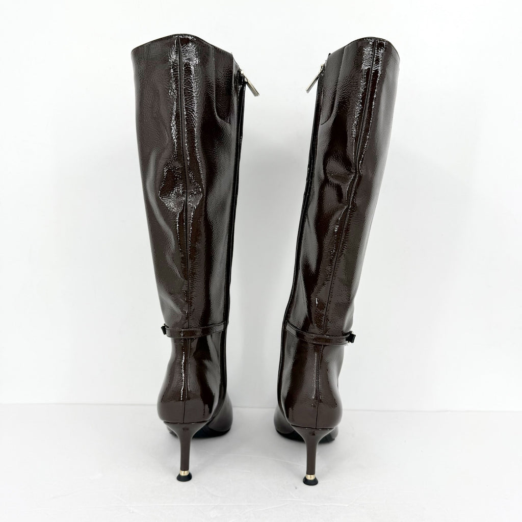 Kenneth Cole New York Women Utah Knee High Boots US 6 Brown Patent Leather NWOB