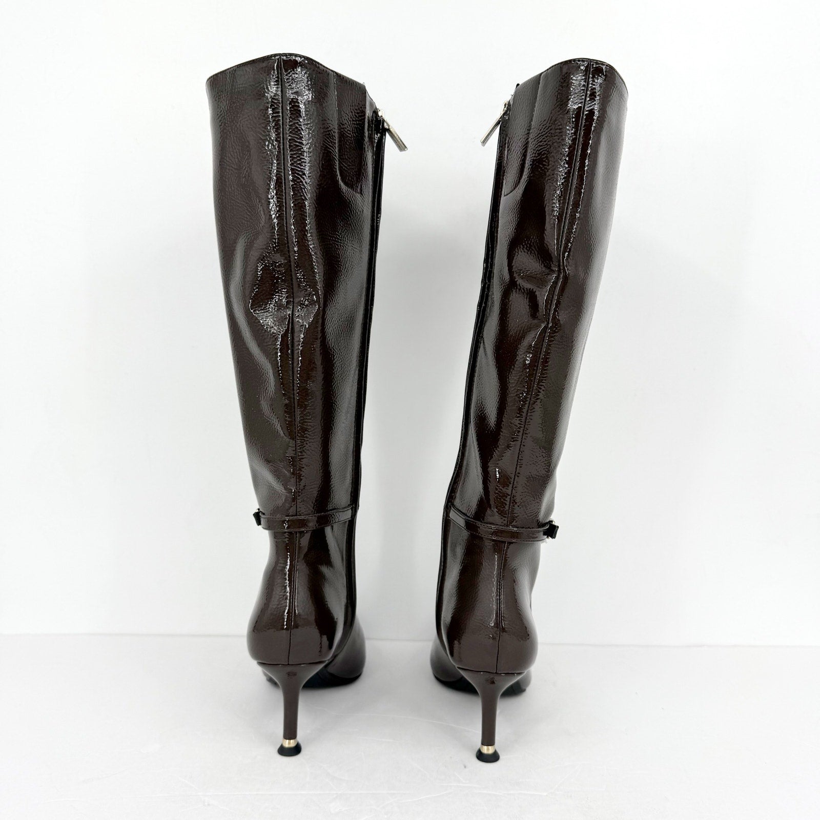 Kenneth Cole New York Women Utah Knee High Boots US 6 Brown Patent Leather NWOB