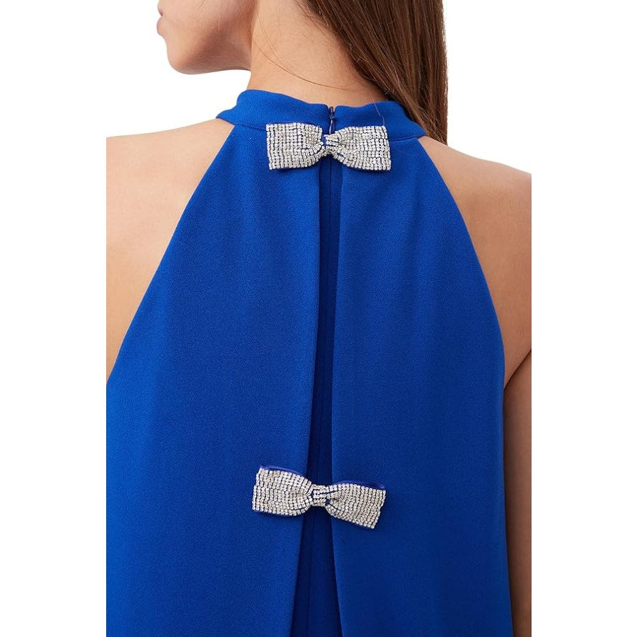 TRINA TURK Women's Tapa 2 Bow-Back Halter Mini Dress Size 6 Bewitching Blue NWT