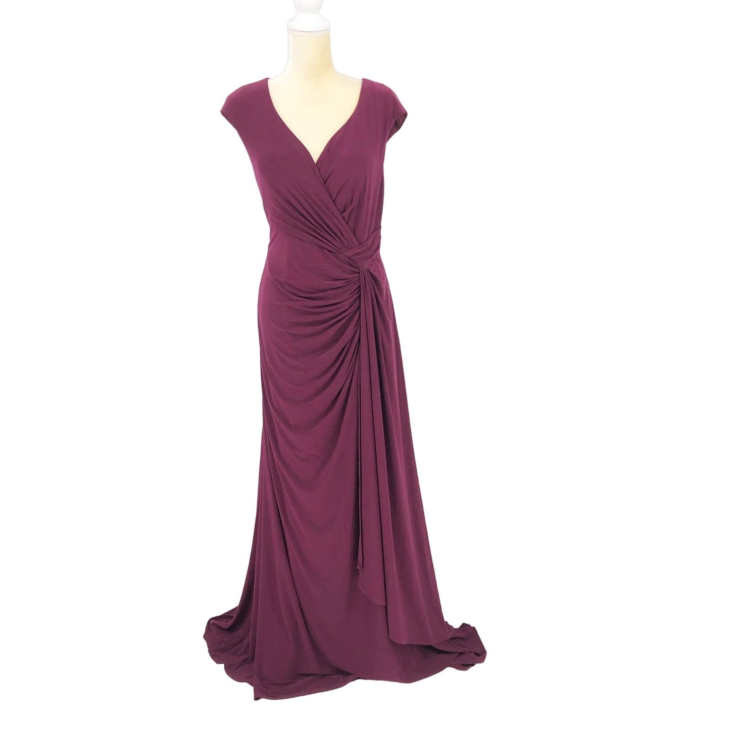 LA FEMME 29814 Women Knot Waist Jersey Evening Dress 18 Red Dark Berry NWT