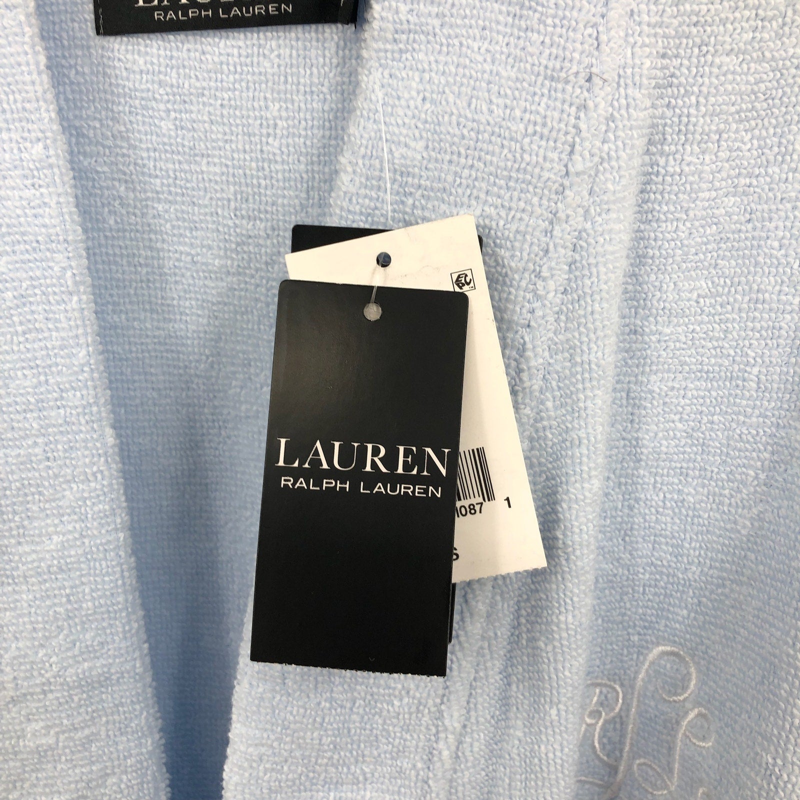 LAUREN RALPH LAUREN Greenwich Bath Robe Small Estate Blue Woven Terry NWT