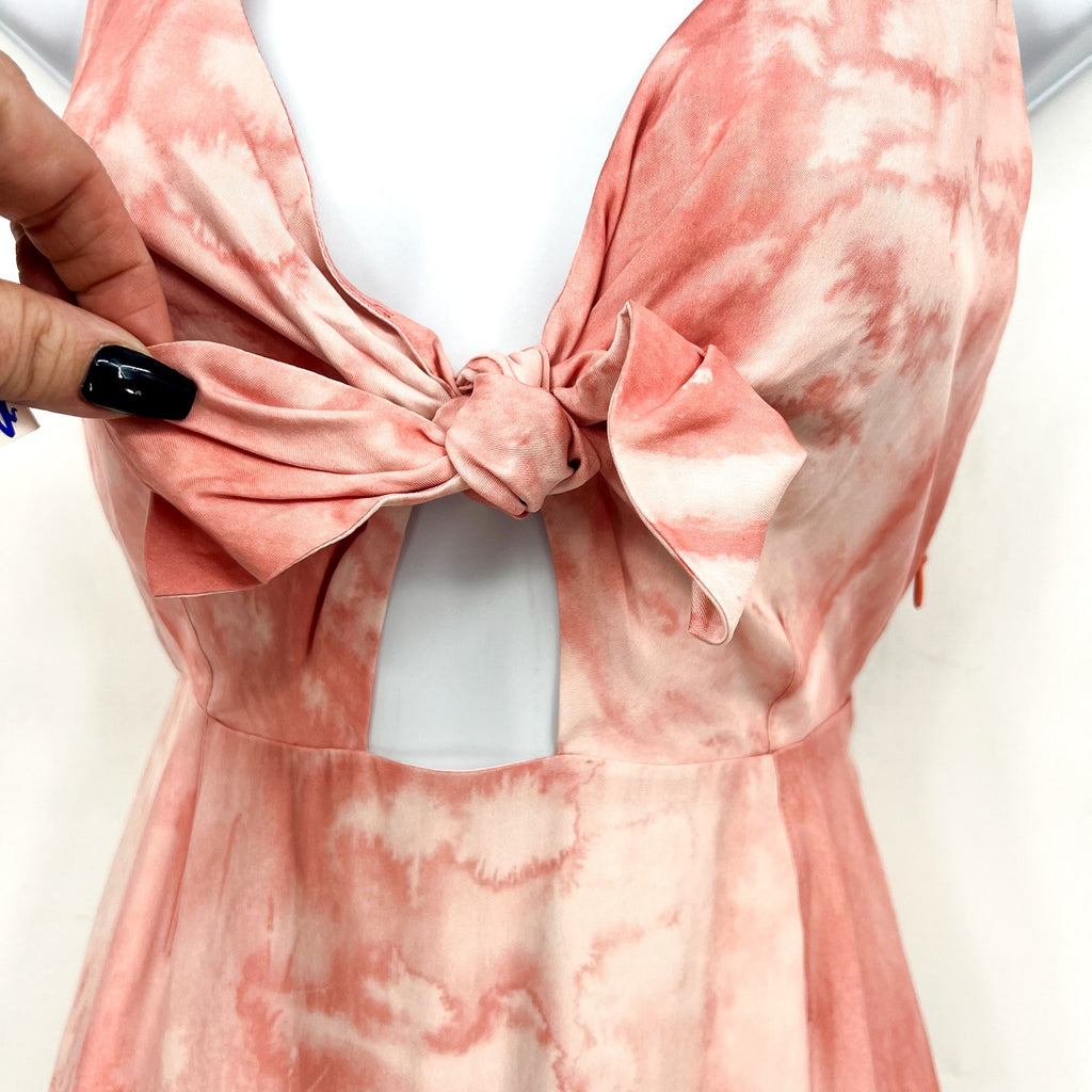 Travis Mathew Women's City To Shore Maxi Dress Small Shell Pink Tie Front NWT