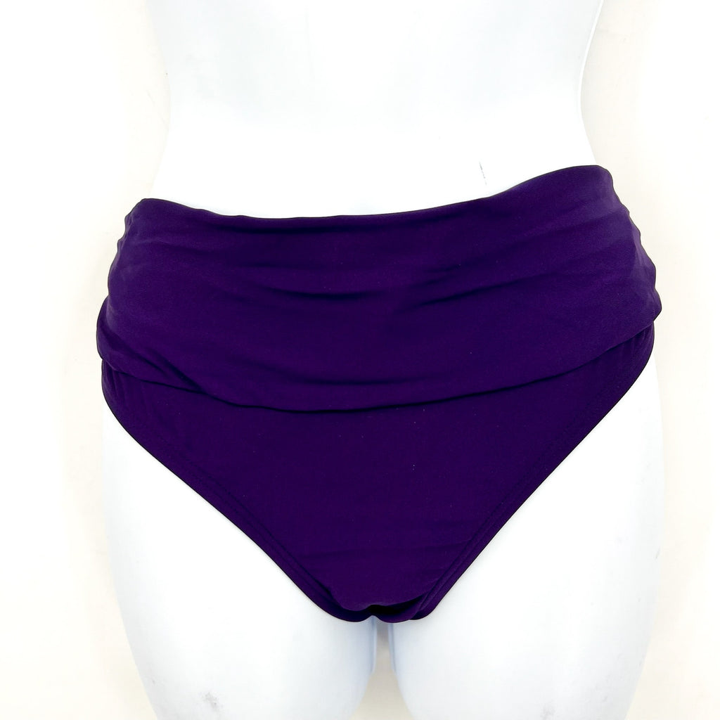 SUNSETS Unforgettable Brief Bikini Bottom Medium Purple Plum Shirred NWOT