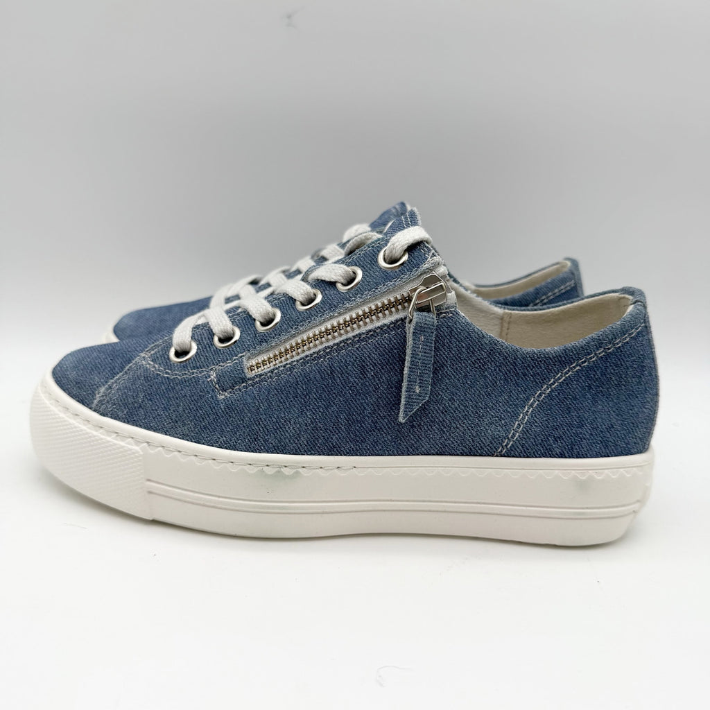 Paul Green Womens Skylar Sneakers UK 3.5 US 6 Blue Denim Canvas NWOB