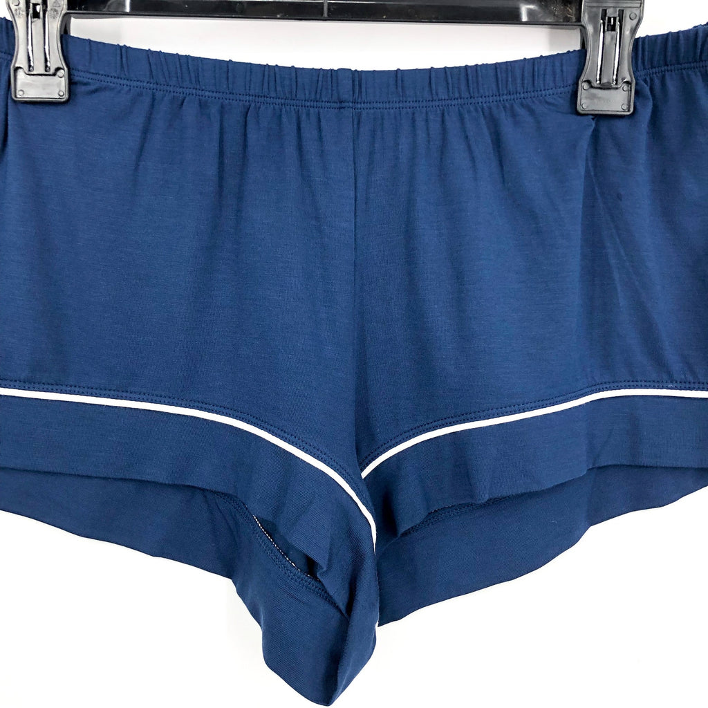 EBERJEY Women's Gisele Shortie PJ Set Medium Navy Blue Ivory TENCEL Modal NWT