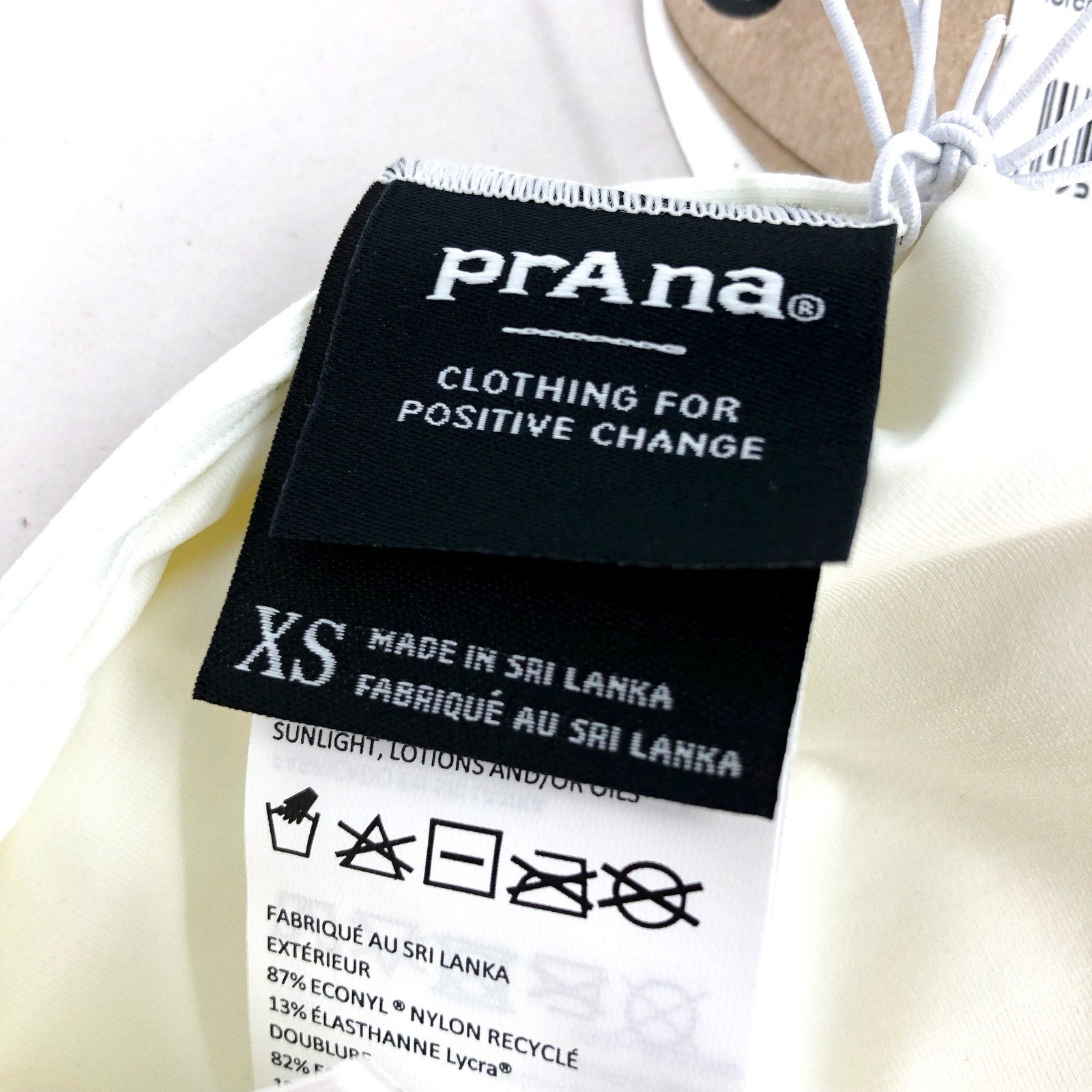 PRANA Women's Marta Bikini Bottom XS White Horchata Ottoman Ribbed Banded NWT