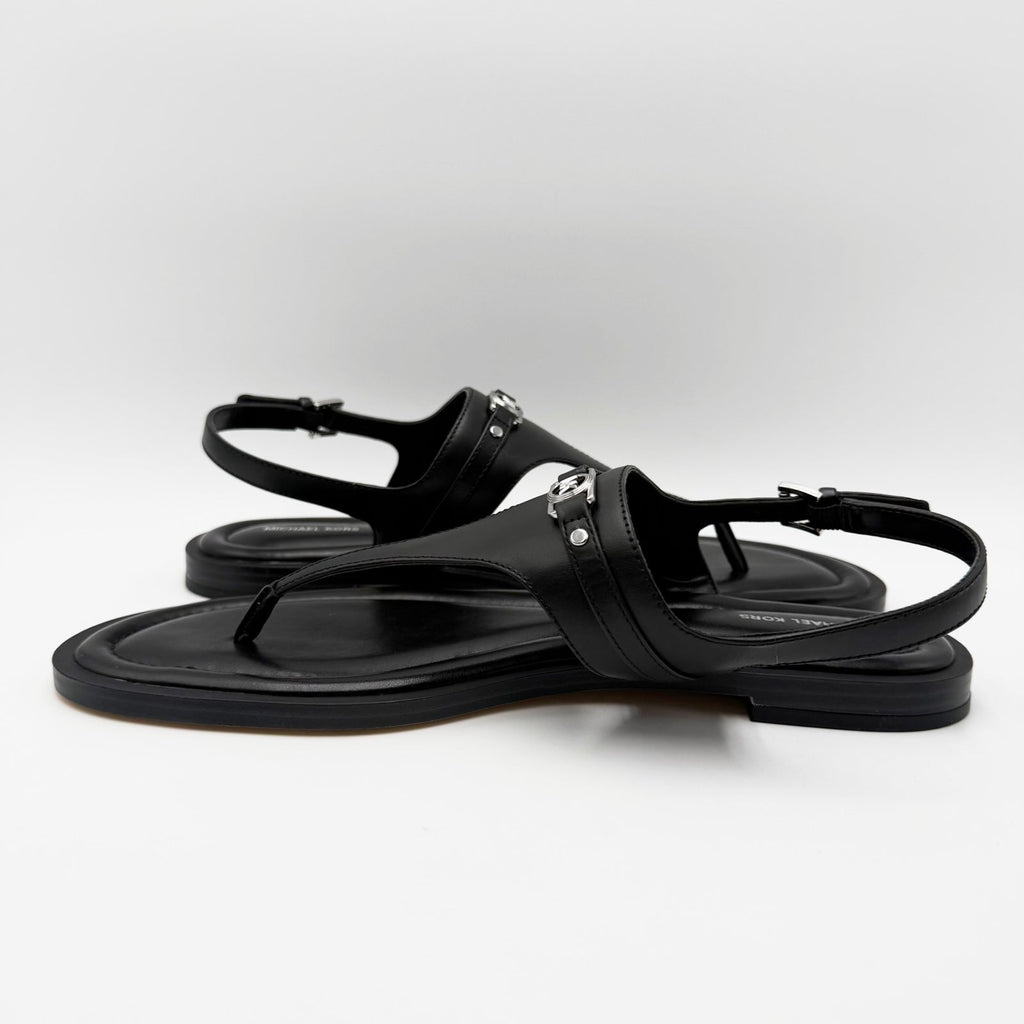Michael Kors Womens Mandy Leather Thong Sandals Size 12 Black Slingback NIB