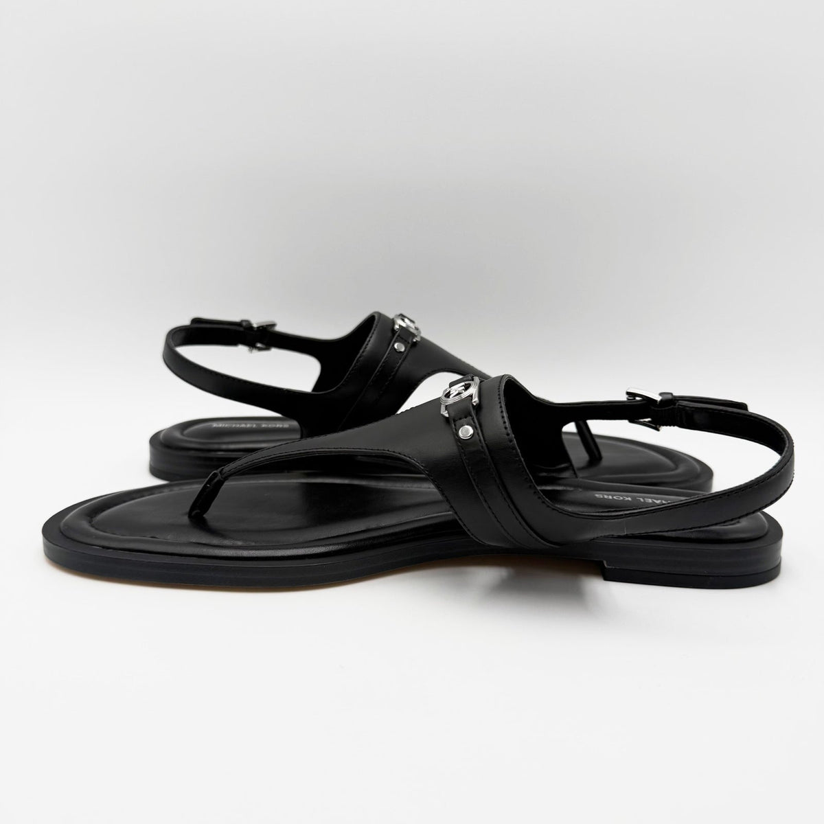Michael Kors Womens Mandy Leather Thong Sandals Size 12 Black Slingback NIB