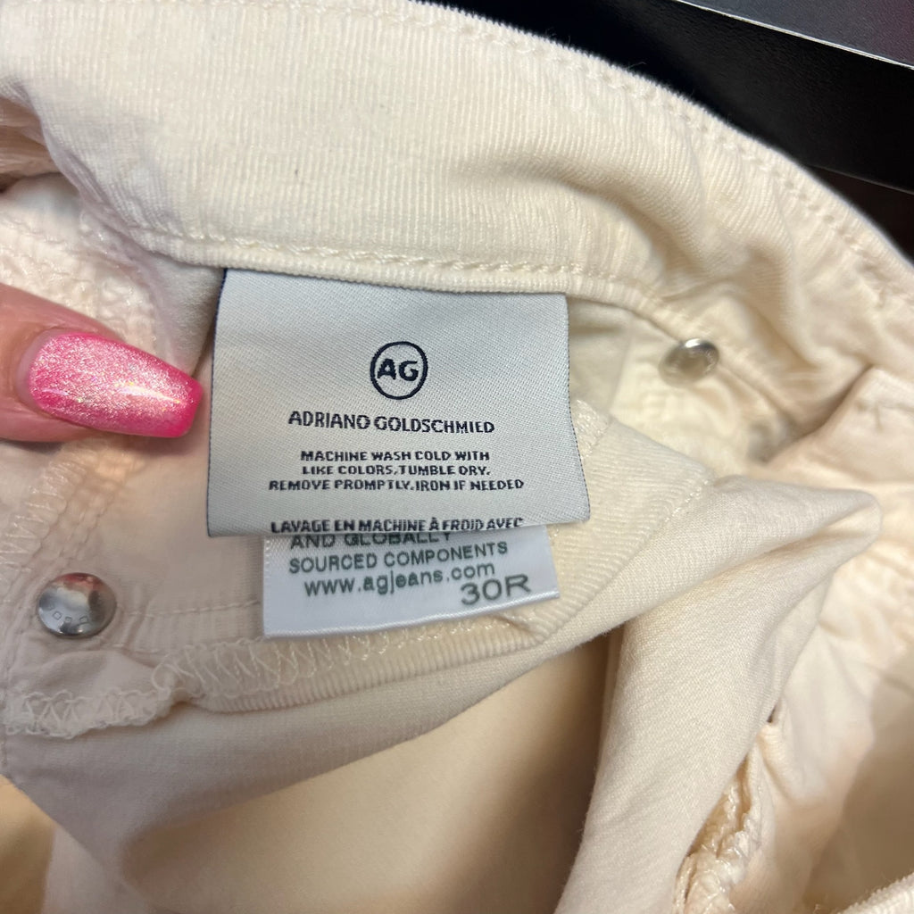 AG Adriano Goldschmied Womens The Legging Ankle Jeans Size 30R Cream Cords NWT