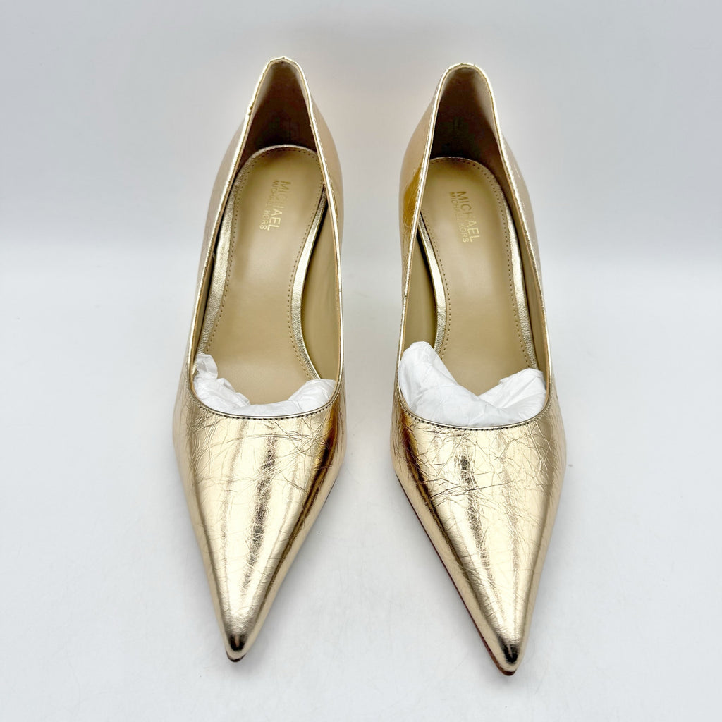Michael Kors Womens Luna Mid Pumps US 6M EU 36.5 Gold Leather NIB
