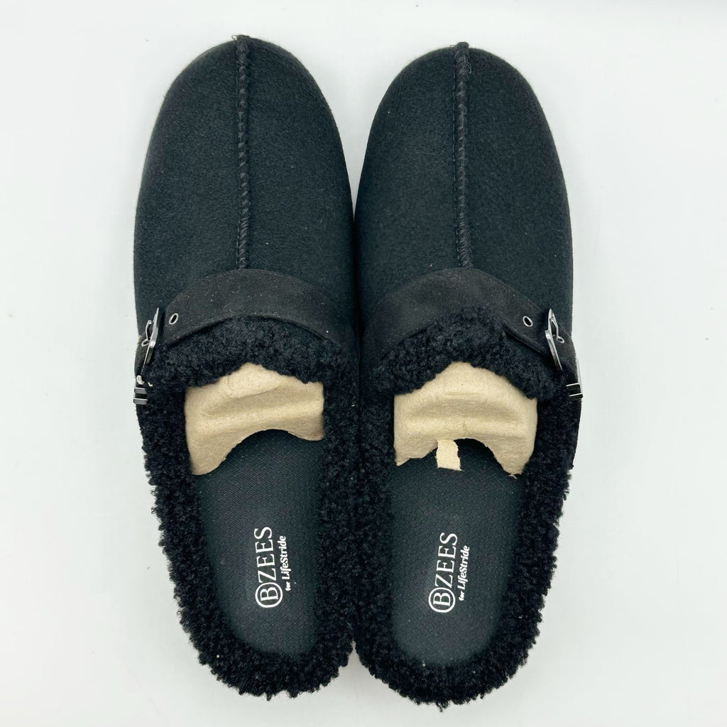 Bzees Womens Eternity Mules Size 10 M EU 41 Black Slip On Fleece Faux Fur NIB