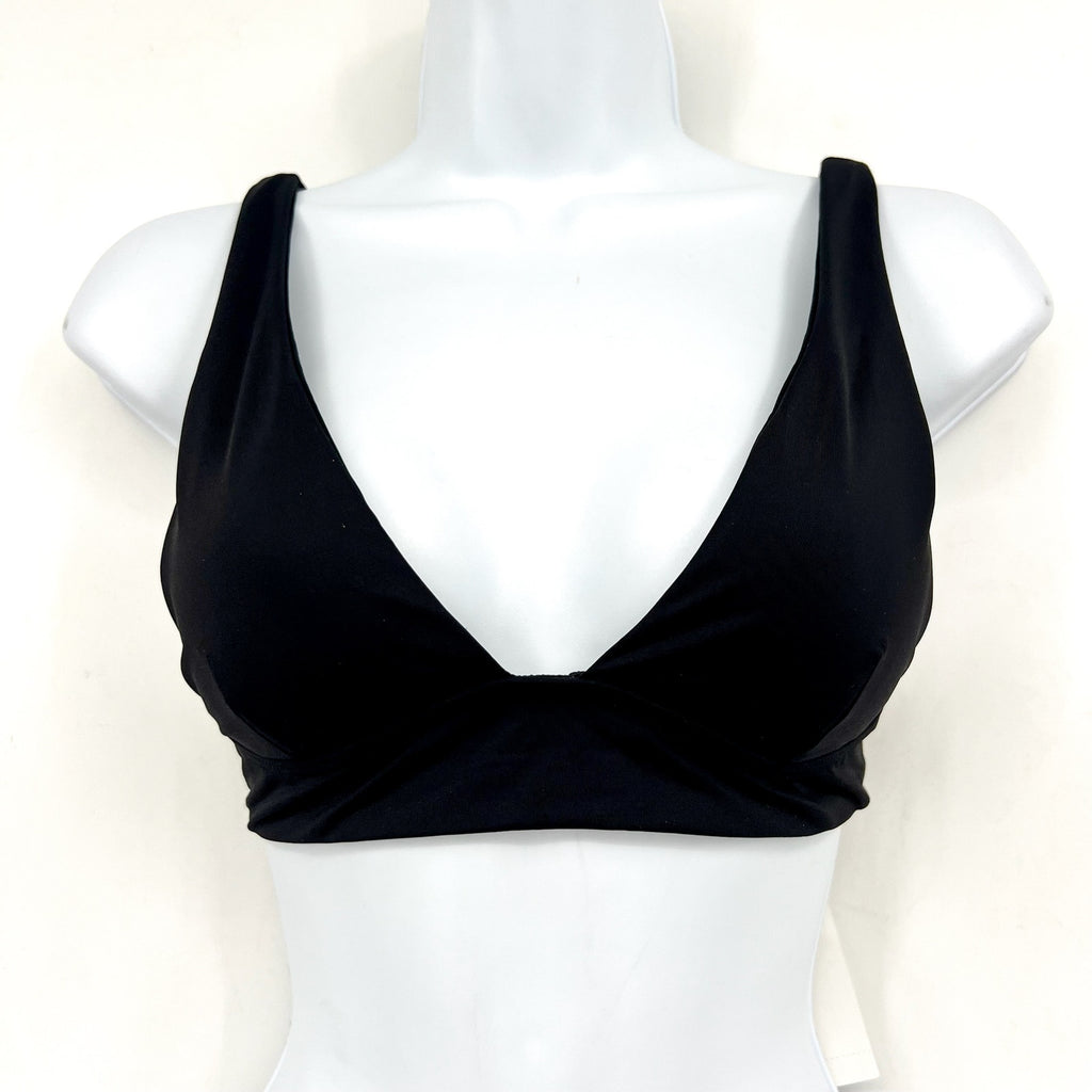 L*SPACE Women's Harley Bralette Bikini Top Small Black Low Tie Back NWT
