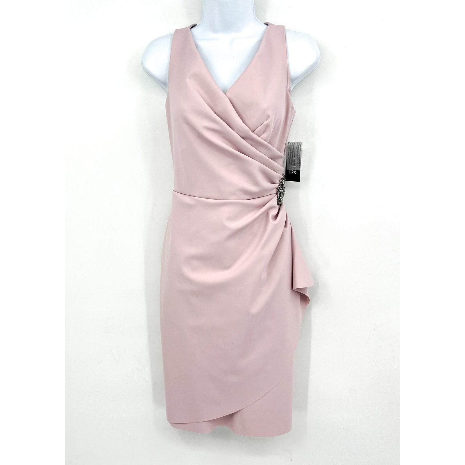 ALEX EVENINGS Womens Cocktail Dress Size 6 Blush Pink Embellished Sleeveless NWT