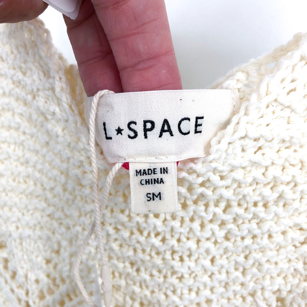 L*SPACE Women's Lisola Cover-Up Tank Dress Small Cream Crochet NWT