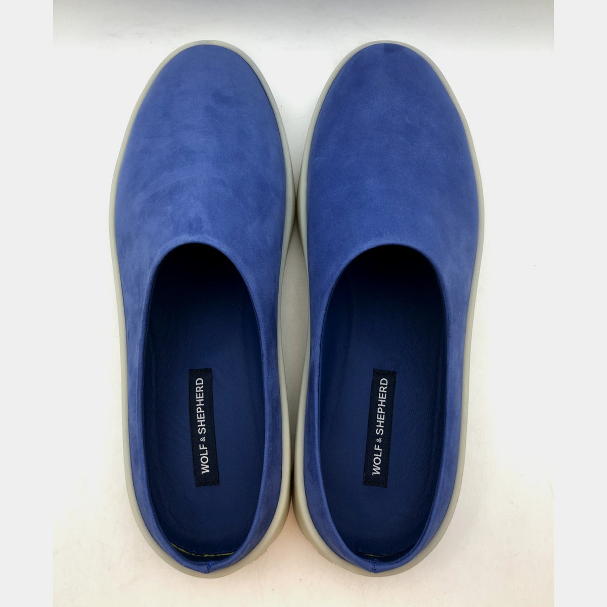 Wolf & Shepherd Cruise Mule Slip On Shoes MENS 7.5 WOMENS 9 Blue Leather NIB