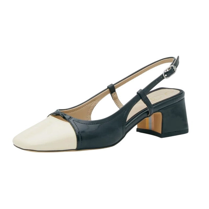 Sam Edelman Womens Tarra Slingback Pumps US 6 M Tan Black Vegan Patent NIB