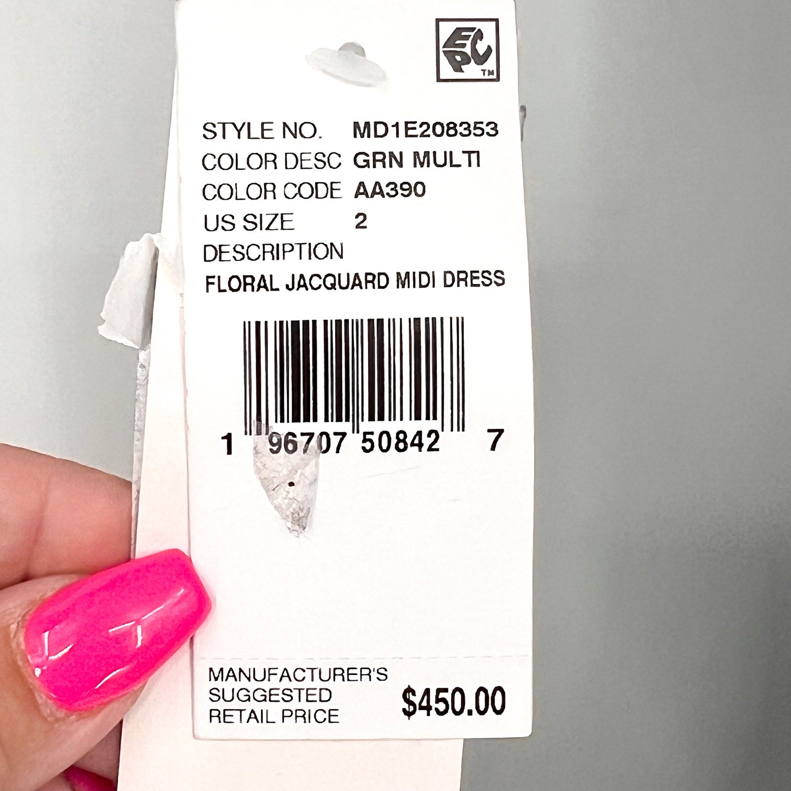 AIDAN BY AIDAN MATTOX Floral Jacquard Midi Dress Size 2 Green Cap Sleeve NWT