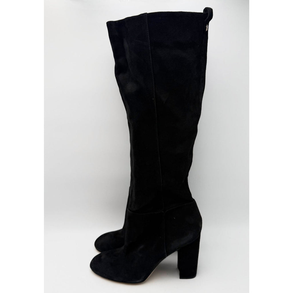 Sam Edelman Womens Caprice Heeled Knee High Boots Size 8.5 Black Suede NWOB