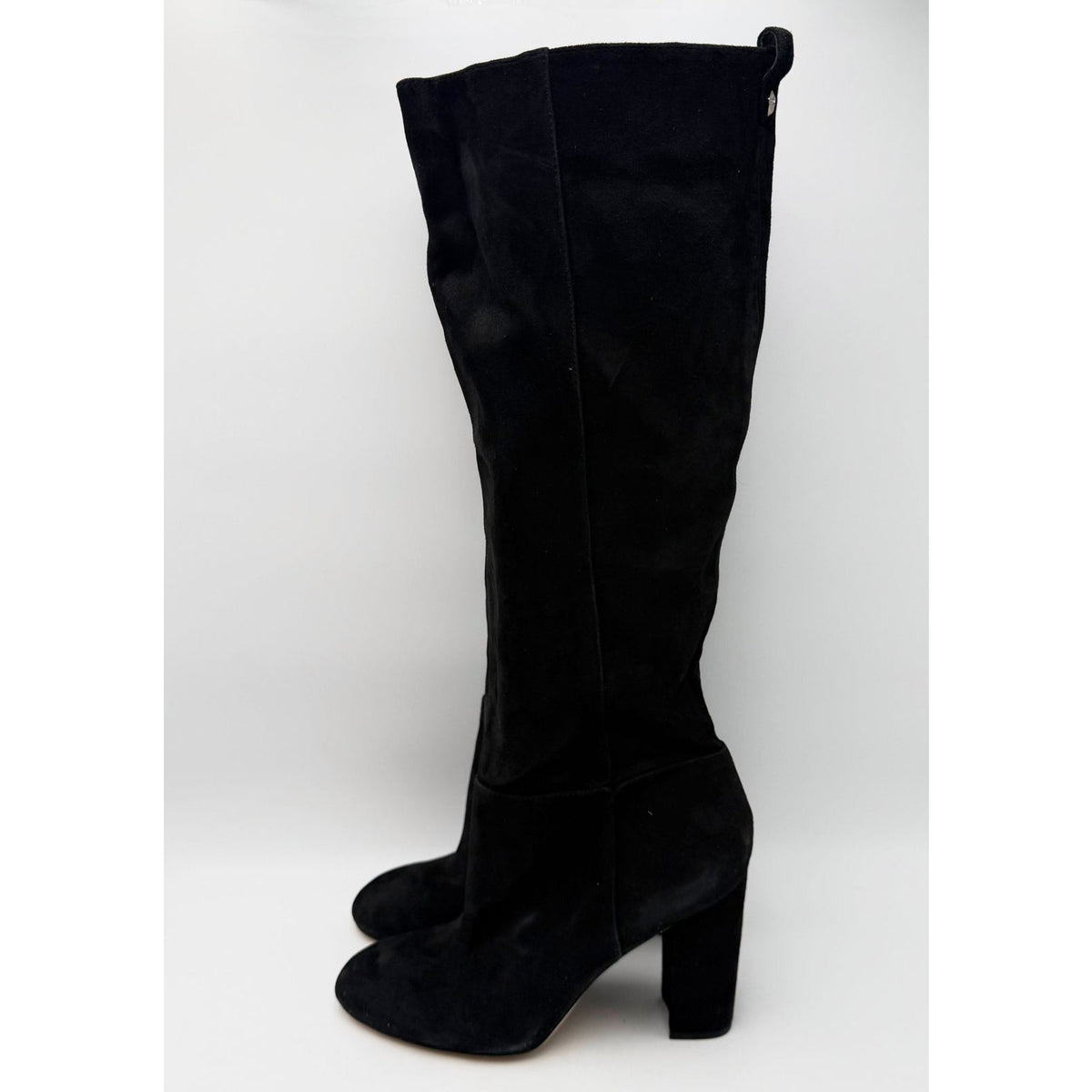 Sam Edelman Womens Caprice Heeled Knee High Boots Size 8.5 Black Suede NWOB