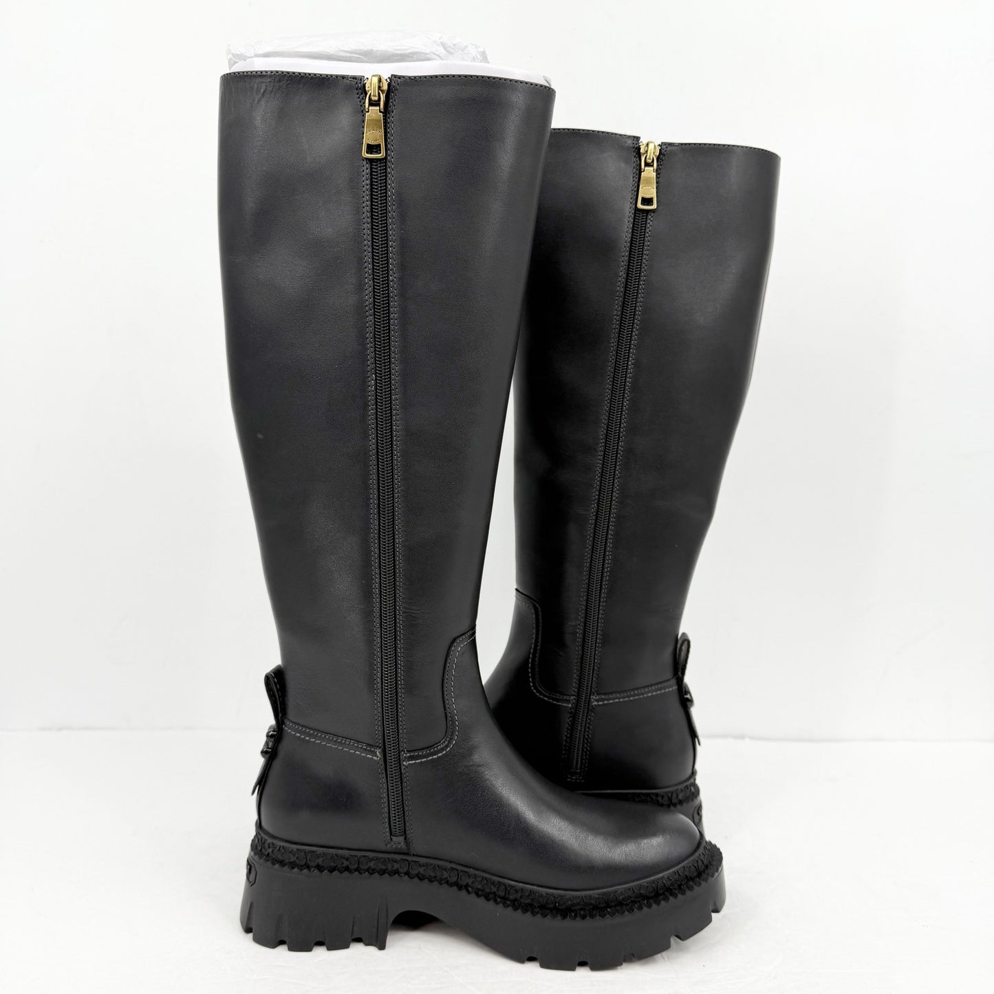 Coach Womens Julietta Knee High Boot US 6.5 M EU 37 Black Leather NIB