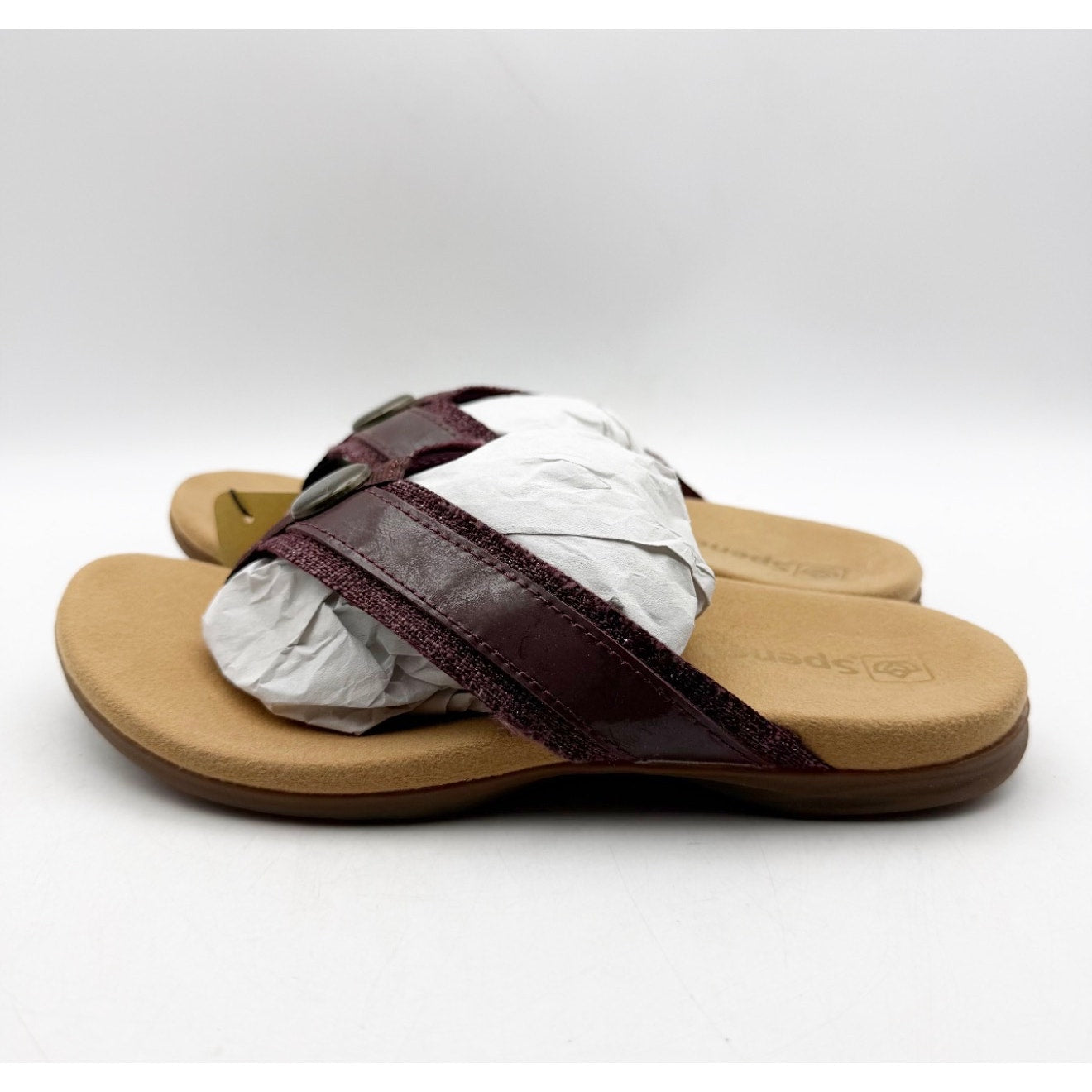 Spenco Women's Sutton Flip Classic Size 5.5 WIDE Red Wine Sassafras NIB