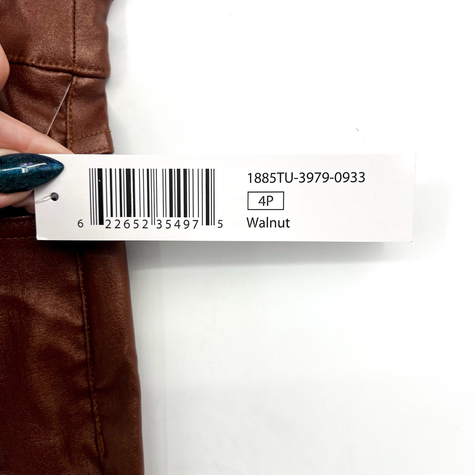 TRIBAL Womens Vegan Leather Pants US 4 Petite Brown Walnut Straight Leg NWT