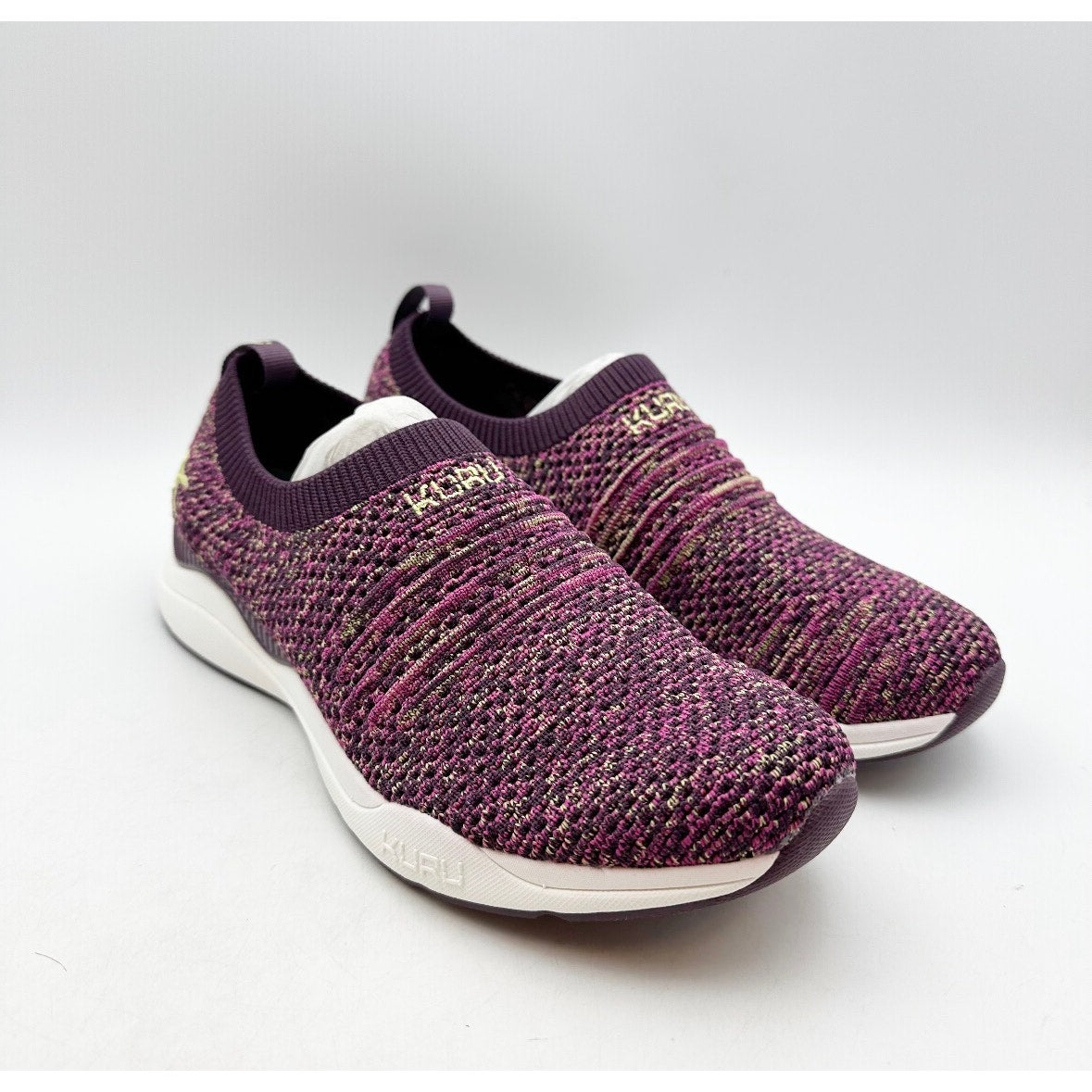 Kuru Womens Stride Casual Sneakers Size 7.5 Plum Purple Knit Slip On NWOB