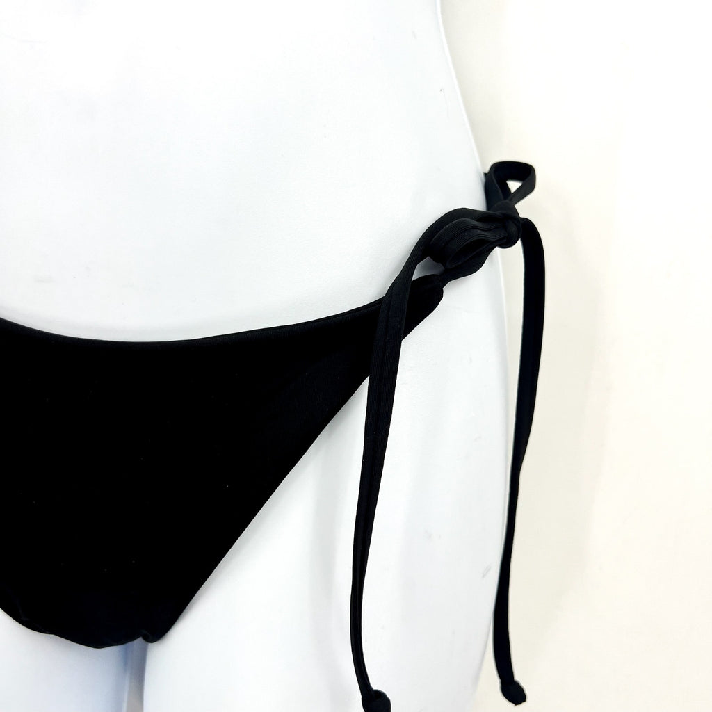 BECCA Women's Color Code Side Tie Bikini Bottoms Medium Black Adjustable NWT