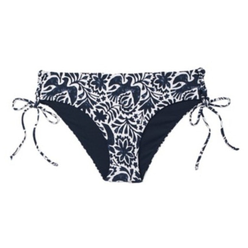 PRANA Women's Ruby Beach Bikini Bottom XL Black Flora Fauna Print Side Lace NWT