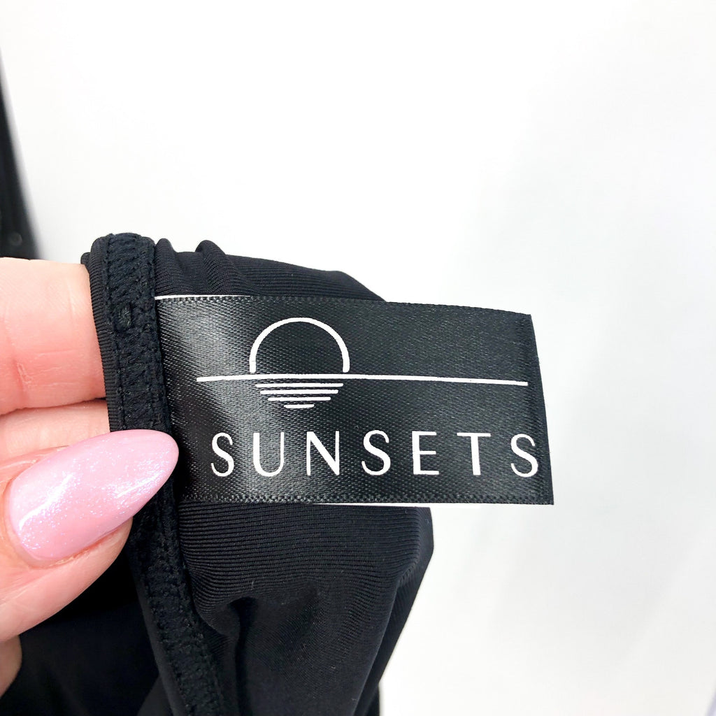 SUNSETS Women's Veronica One Piece Swimsuit Large Black Criss-Cross Back NWT