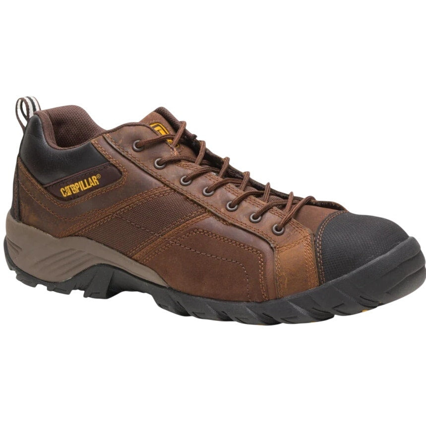 Caterpillar Mens Argon Composite Toe Work Shoes Size 7 WIDE Brown Leather NIB