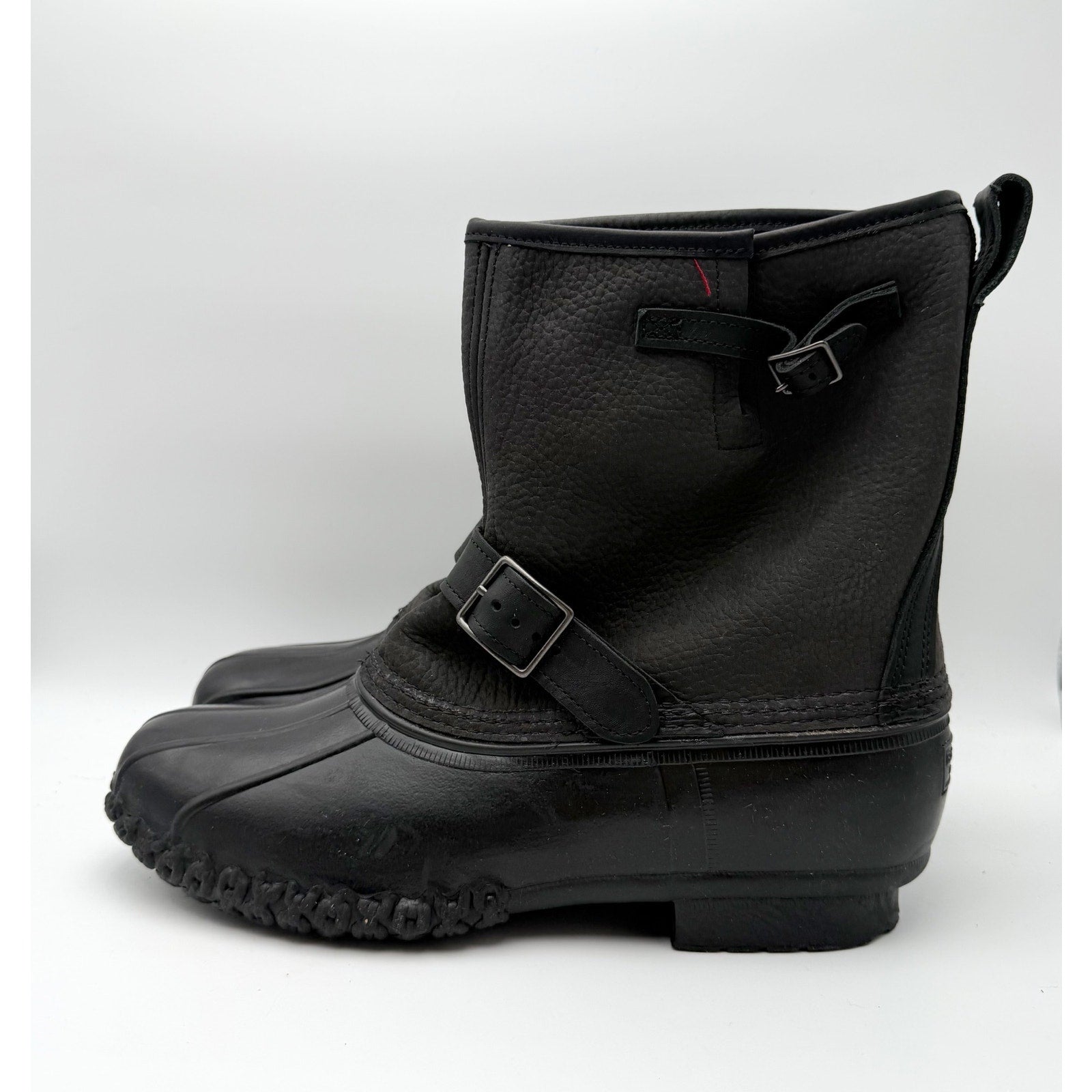 L.L. Bean Mens 10" Engineer Buckle Boots US 12 Black Leather Waterproof NWOB