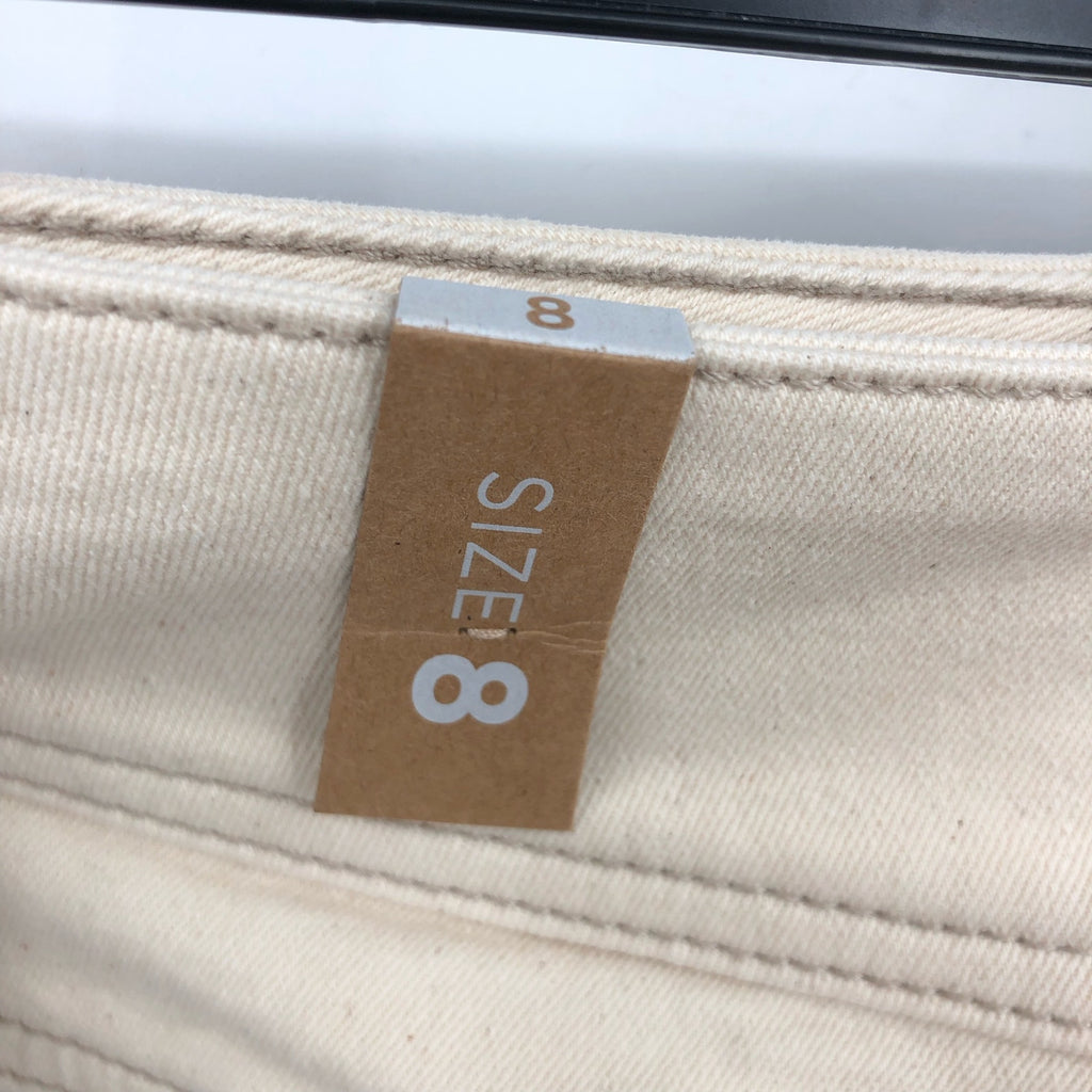 PRANA Womens Broadway Denim Skirt Size 8 Natural Cream Knee Length Stretch NWT