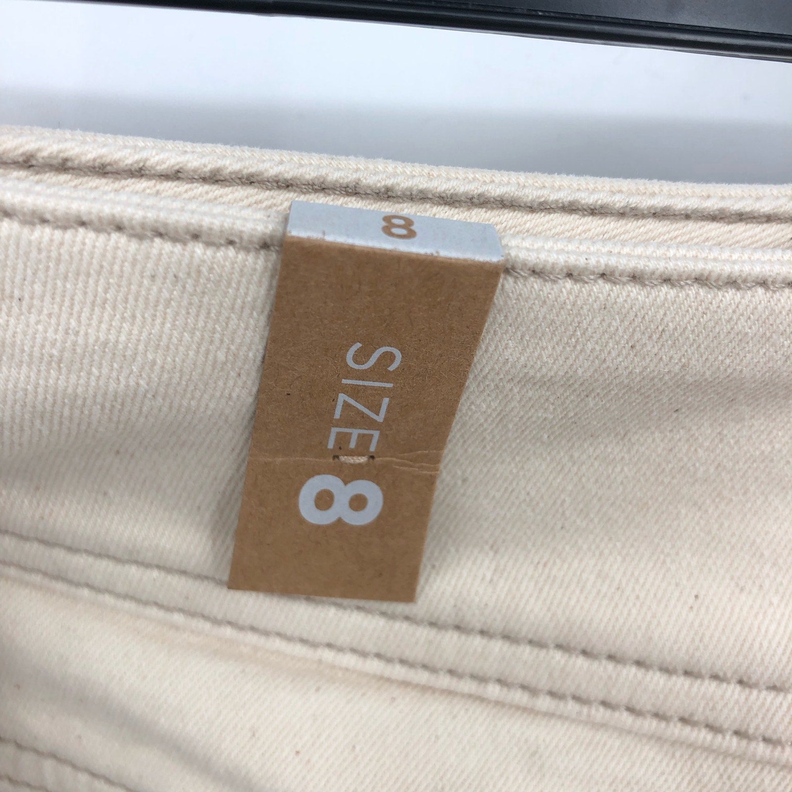 PRANA Womens Broadway Denim Skirt Size 8 Natural Cream Knee Length Stretch NWT