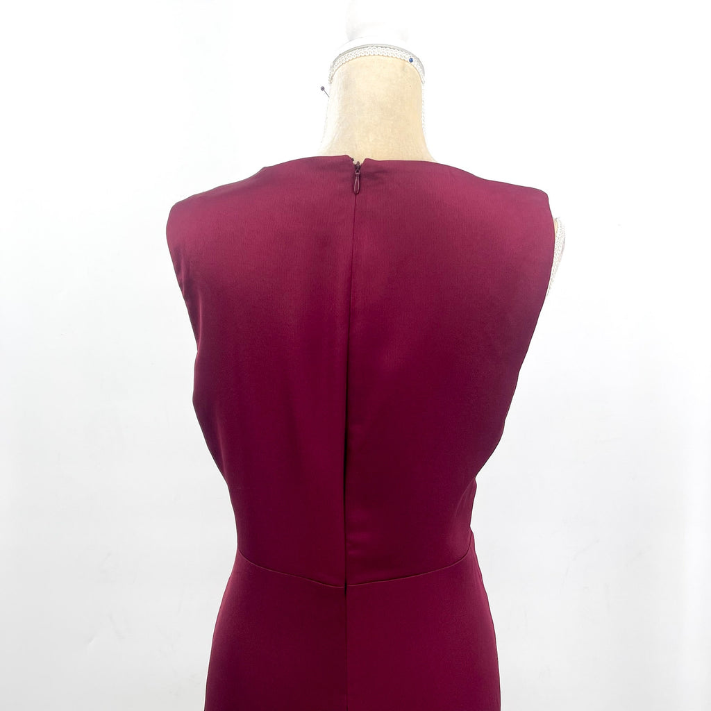 DKNY Women's Sleeveless Faux Wrap Midi Dress Size 6 Red Maroon Draped NWT