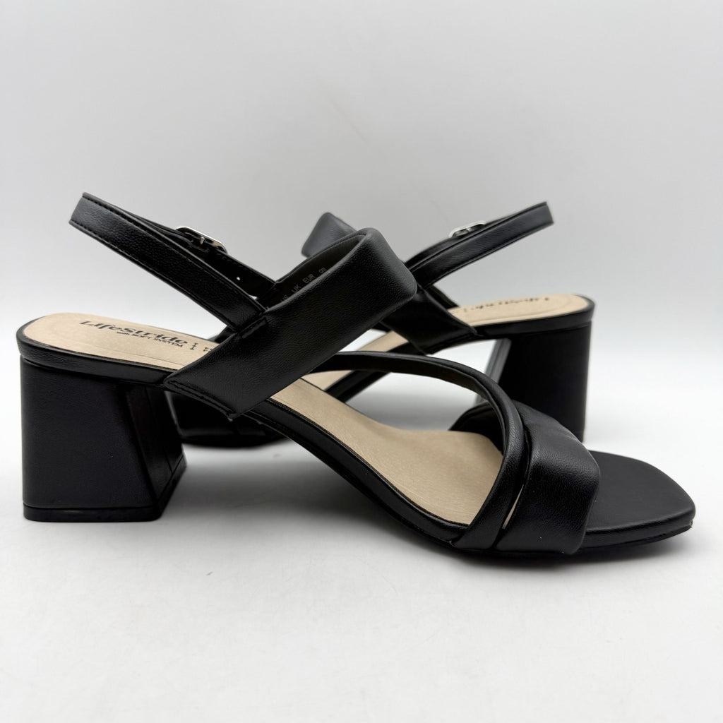 LifeStride Womens Celia Slingback Heeled Sandals US 8.5 Wide Black NWOB