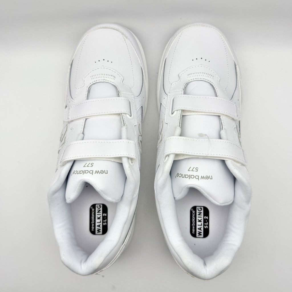 New Balance Mens 577 Sneakers US 14 White Leather Athletic Hook and Loop NIB