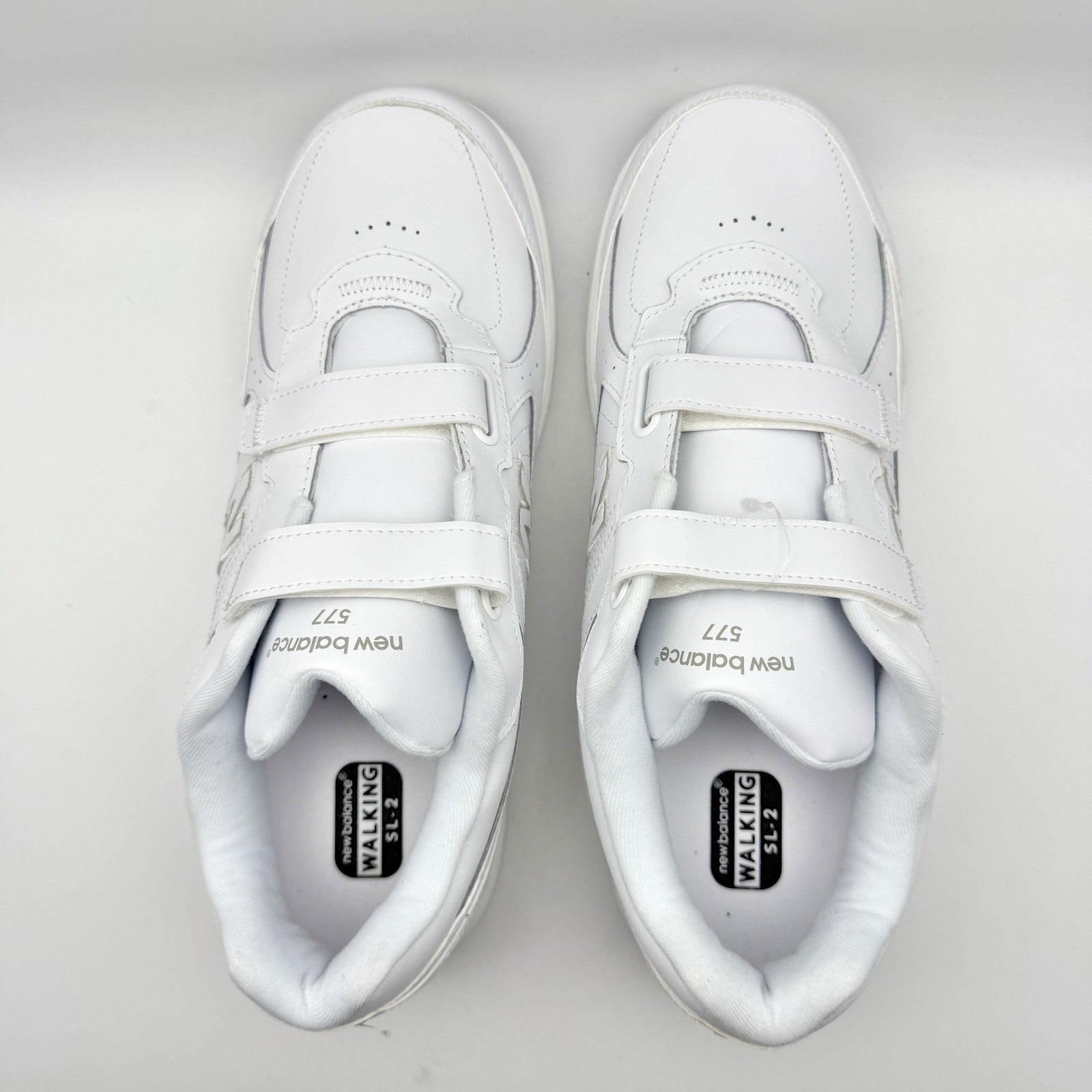 New Balance Mens 577 Sneakers US 14 White Leather Athletic Hook and Loop NIB